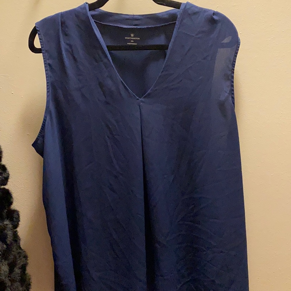 Blue Chiffon/cotton blouse XXL